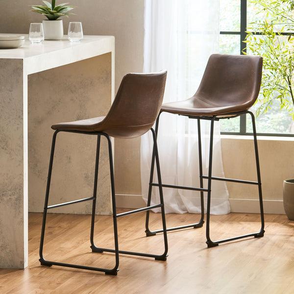 Gdf Studio 30-Inch Central Vintage Brown Bar Stool (Set Of 2)