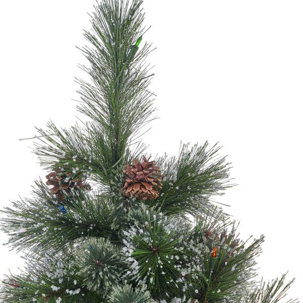 Gdf Studio 4.5-foot Cashmere Pine And Mixed Needles Hinged Artificial Christmas Tree With Snowy Branches And Pinecones