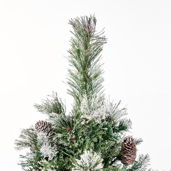 Gdf Studio 4.5-foot Cashmere Pine And Mixed Needles Hinged Artificial Christmas Tree With Snow And Glitter Branches And Frosted Pinecones