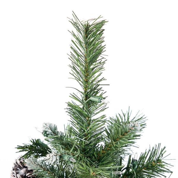Gdf Studio 4.5-foot Mixed Spruce Hinged Artificial Christmas Tree With Frosted Branches Red Berries And Frosted Pinecones