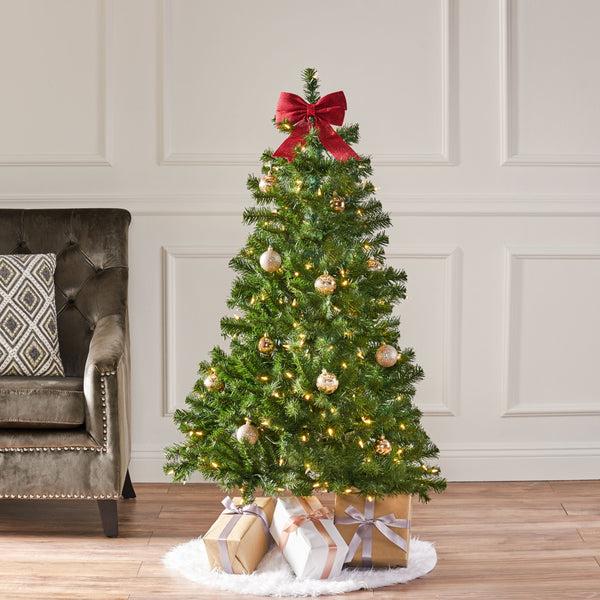Gdf Studio 4.5-foot Noble Fir Pre-Lit Clear LED Hinged Artificial Christmas Tree