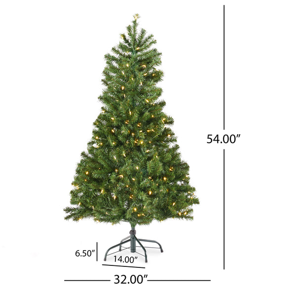 Gdf Studio 4.5-foot Noble Fir Pre-Lit Clear LED Hinged Artificial Christmas Tree