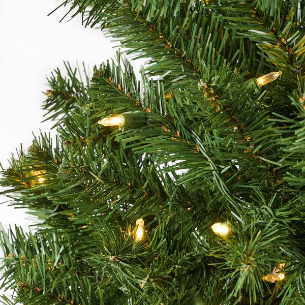 Gdf Studio 4.5-foot Noble Fir Pre-Lit Clear LED Hinged Artificial Christmas Tree