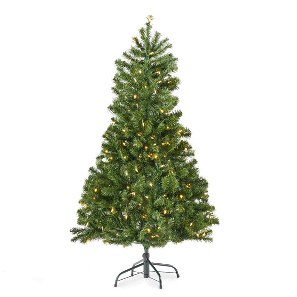 gdf studio 4.5-foot Noble Fir Pre-Lit Clear LED Hinged Artificial Christmas Tree