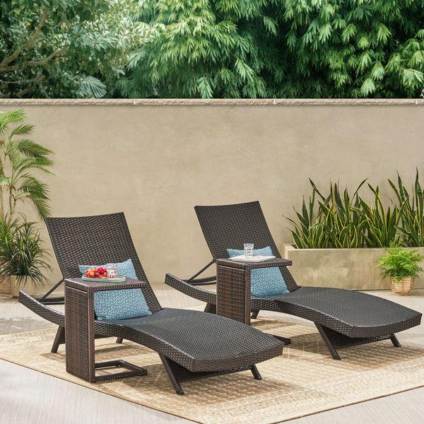 Gdf Studio 4pc Eliana Wicker Chaise Lounges & Tables Set