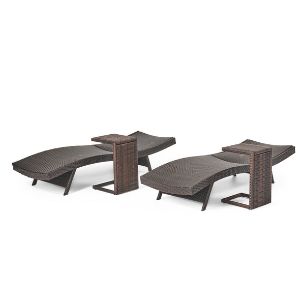 gdf studio 4pc Eliana Wicker Chaise Lounges & Tables Set