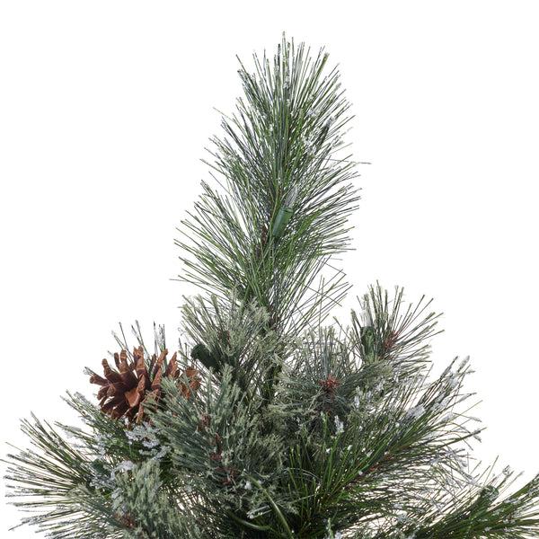 Gdf Studio 7.5-foot Cashmere Pine And Mixed Needles Hinged Artificial Christmas Tree With Snowy Branches And Pinecones