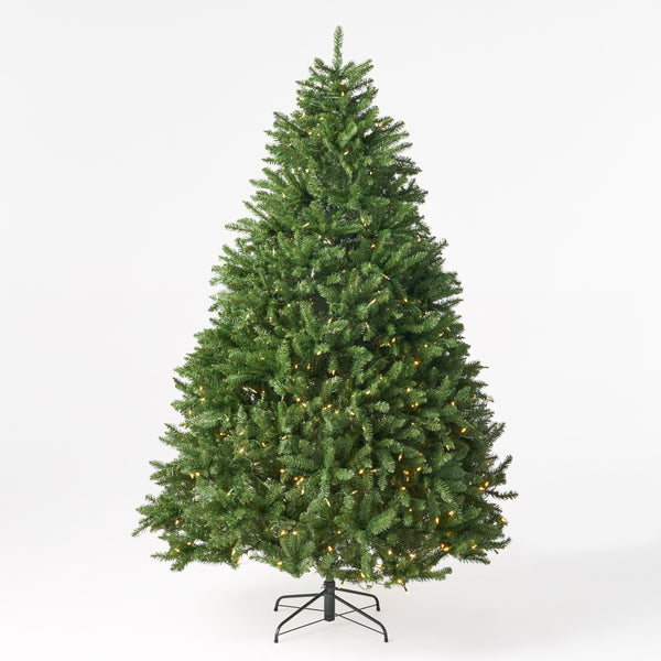 Gdf Studio 7.5-foot Norway Spruce Pre-Lit Clear LED Hinged Artificial Christmas Tree