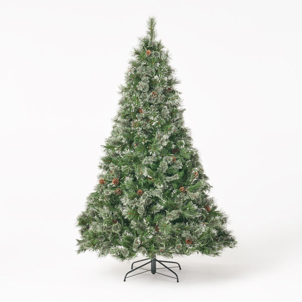 Gdf Studio 7-foot Cashmere Pine Pre-Lit Artificial Christmas Tree With Snowy Branches And Pinecones