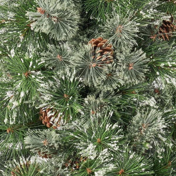 Gdf Studio 7-foot Cashmere Pine Pre-Lit Artificial Christmas Tree With Snowy Branches And Pinecones