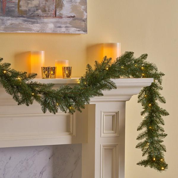 Gdf Studio 9-foot Fraser Fir Pre-Lit Warm White LED Artificial Christmas Garland