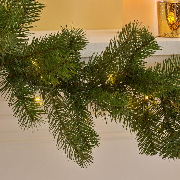 Gdf Studio 9-foot Mixed Spruce Pre-Lit Warm White LED Artificial Christmas Garland