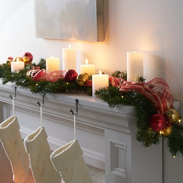 Gdf Studio 9-foot Noble Fir Pre-Lit Warm White LED Pre-Decorated Artificial Christmas Garland