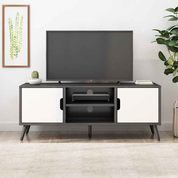 Gdf Studio Aaditya Mid Century Modern 2 Cabinets & Shelves TV Stand