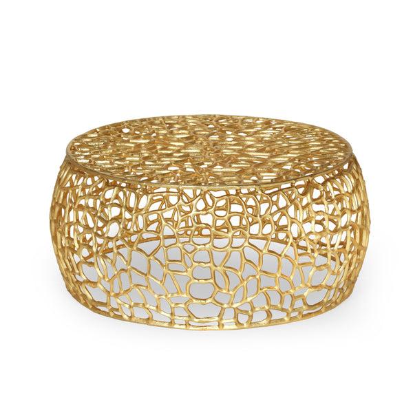 gdf studio Aaleyah Modern Aluminum Mesh Coffee Table Gold