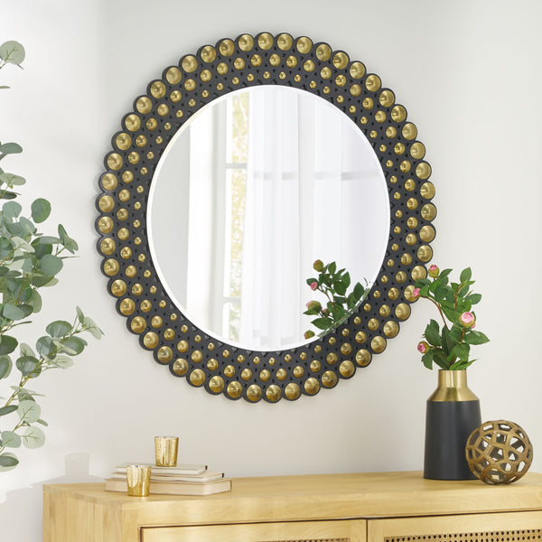 Gdf Studio Abels Contemporary Studded Round Wall Mirror