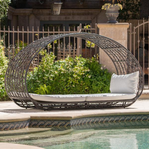 Gdf Studio Abigal Outdoor Wicker Daybed With Cushion
