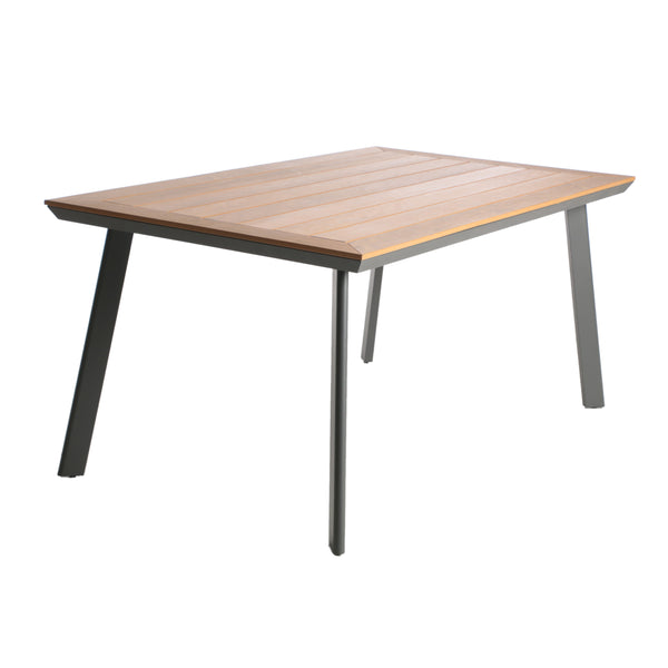 Gdf Studio Able Outdoor Aluminum Dining Table With Faux Wood Table Top