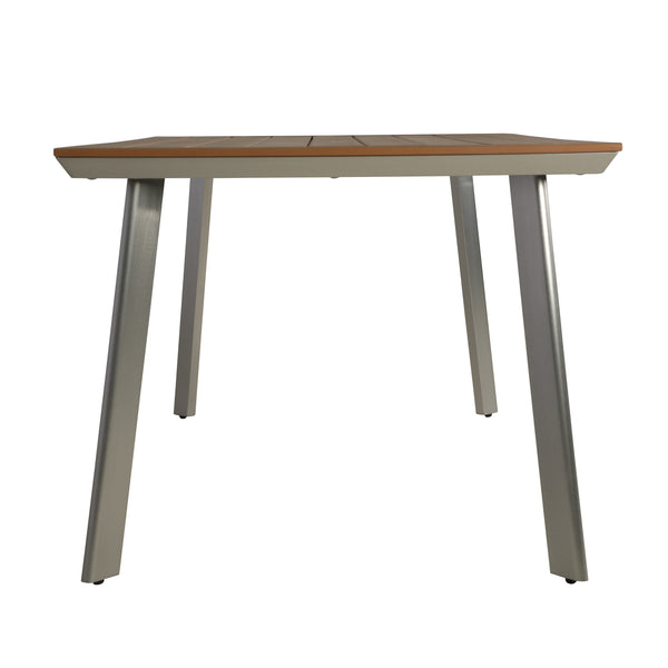 gdf studio Able Outdoor Aluminum Dining Table with Faux Wood Table Top