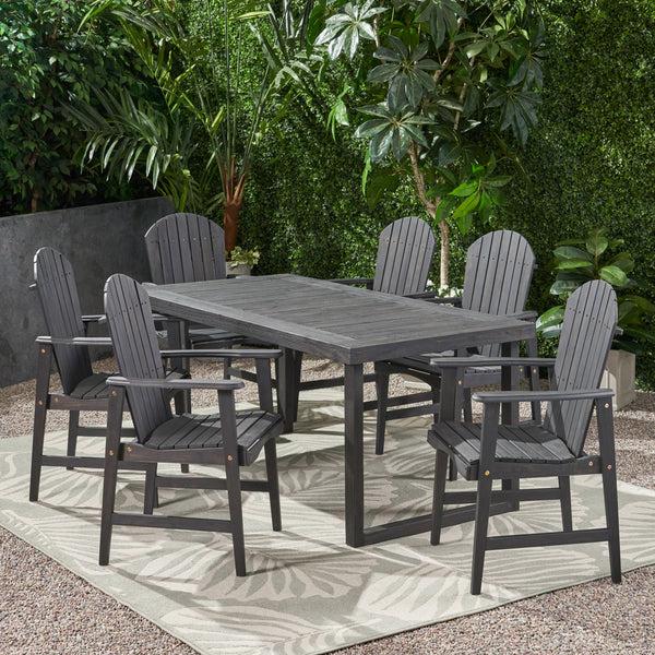 Gdf Studio Ace Outdoor 6 Seater Acacia Wood Adirondack Dining Set