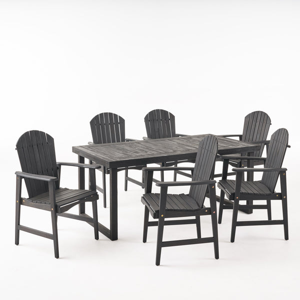 gdf studio Ace Outdoor 6 Seater Acacia Wood Adirondack Dining Set