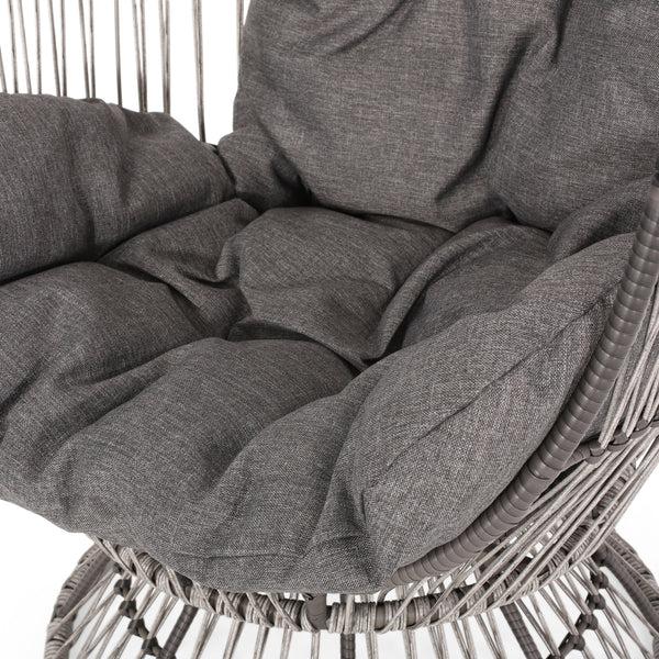 Gdf Studio Aceson Outdoor Freestanding Wicker Swivel Egg Chair