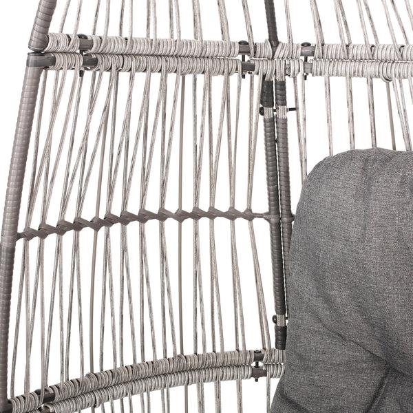 Gdf Studio Aceson Outdoor Freestanding Wicker Swivel Egg Chair