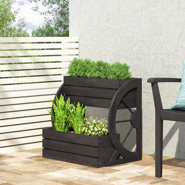 Gdf Studio Acworth Outdoor 2 Tier Acacia Wood Planter