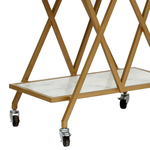 Gdf Studio Adair Handcrafted Modern Glam Marble Bar Cart