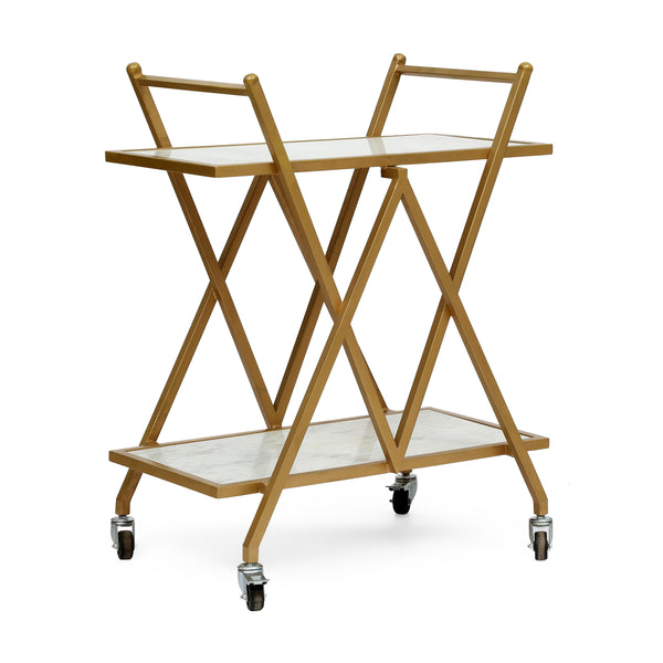 gdf studio Adair Handcrafted Modern Glam Marble Bar Cart