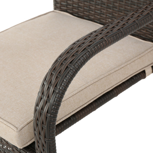 Gdf Studio Addilynn Outdoor Wood And Wicker 8 Seater Dining Set