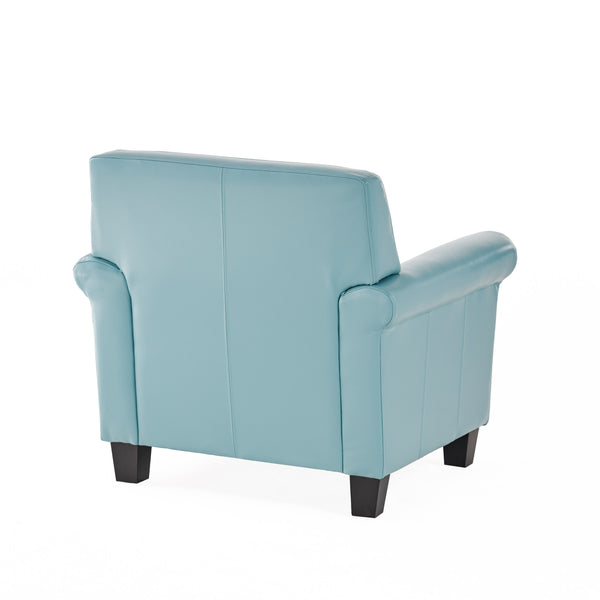 Gdf Studio Addison Contemporary Teal Blue Leather Club Chair With Scrolled Arms