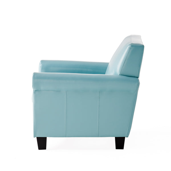 Gdf Studio Addison Contemporary Teal Blue Leather Club Chair With Scrolled Arms