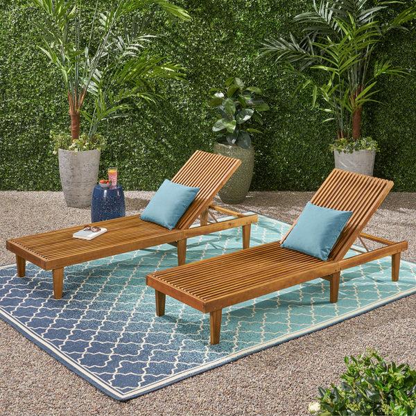 Gdf Studio Addisyn Outdoor Wooden Chaise Lounge (Set Of 2)