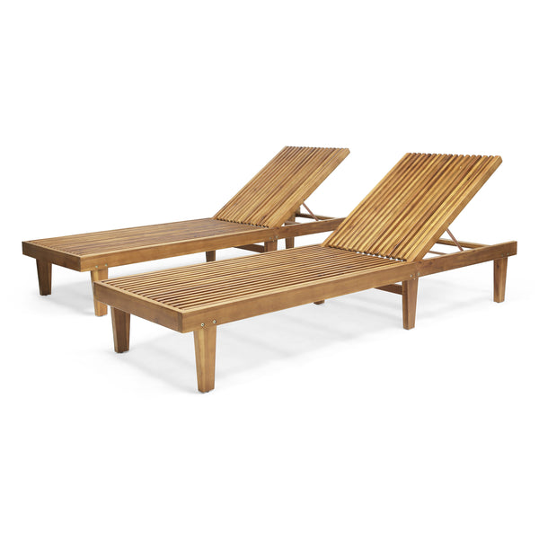 gdf studio Addisyn Outdoor Wooden Chaise Lounge (Set of 2)