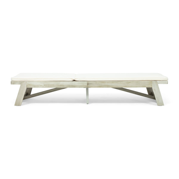 Gdf Studio Adelaide Outdoor Acacia Wood Chaise Lounge And Cushion Set