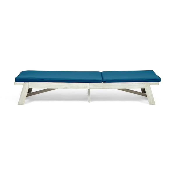 gdf studio Adelaide Outdoor Acacia Wood Chaise Lounge and Cushion Set