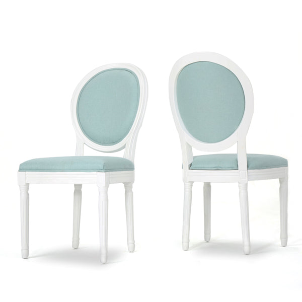 gdf studio Adelise Traditional Light Blue Upholstered Fabric Dining Chairs (Set of 2)