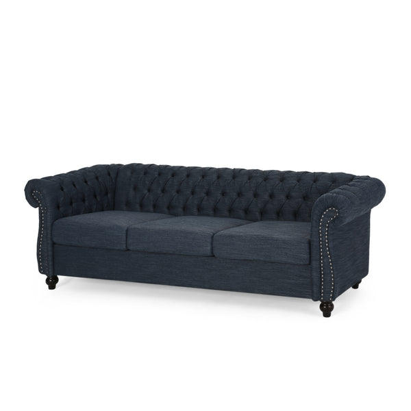 Gdf Studio Adetokunbo Tufted Chesterfield Fabric 3 Seater Sofa