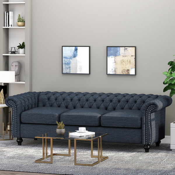 gdf studio Adetokunbo Tufted Chesterfield Fabric 3 Seater Sofa