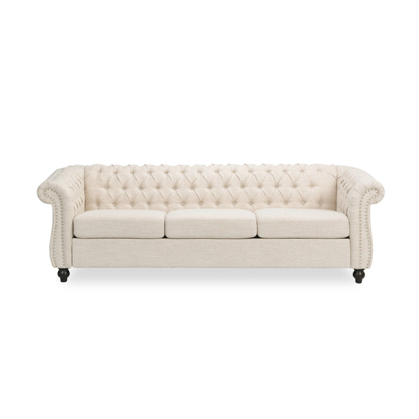 Gdf Studio Adetokunbo Tufted Fabric Chesterfield 3 Seater Sofa