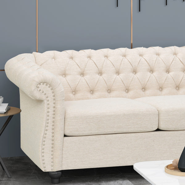 Gdf Studio Adetokunbo Tufted Fabric Chesterfield 3 Seater Sofa