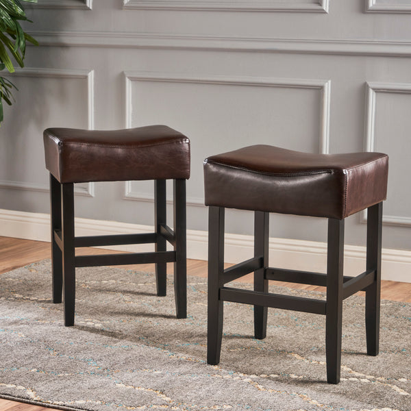 Gdf Studio Adler 26-Inch Brown Leather Backless Counter Stool (Set Of 2)