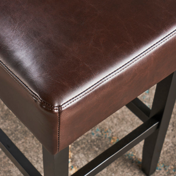 Gdf Studio Adler 26-Inch Brown Leather Backless Counter Stool (Set Of 2)
