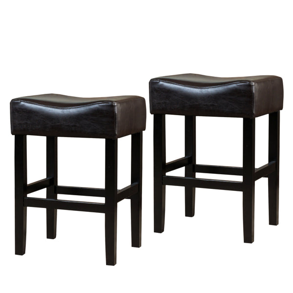 gdf studio Adler 26-Inch Brown Leather Backless Counter Stool (Set of 2)