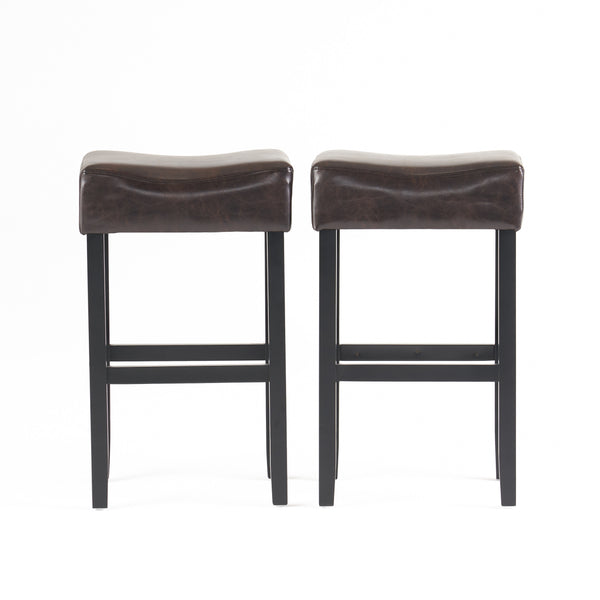 gdf studio Adler 30-Inch Brown Leather Backless Bar Stool (Set of 2)