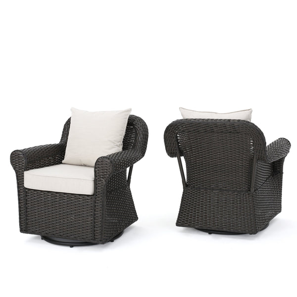 Gdf Studio Admiral Outdoor Wicker Swivel Rocking Chair W/Water Resistant Cushions