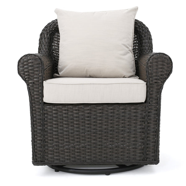 gdf studio Admiral Outdoor Wicker Swivel Rocking Chair w/Water Resistant Cushions