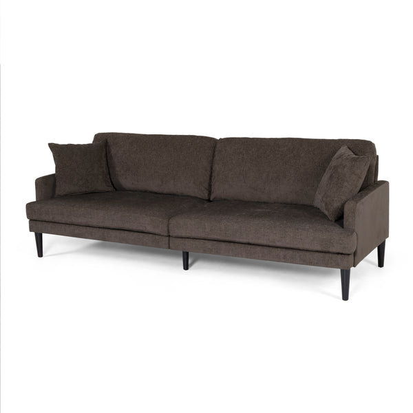 Gdf Studio Adut Contemporary 3 Seater Fabric Sofa With Accent Pillows