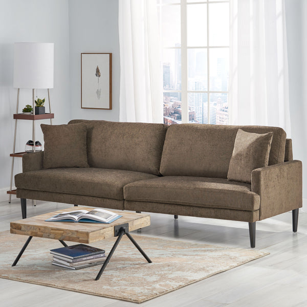 gdf studio Adut Contemporary 3 Seater Fabric Sofa with Accent Pillows
